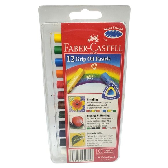 Faber Castell 12 Grip Oil Pastels Non-Toxic Vintage - Picture 1 of 5
